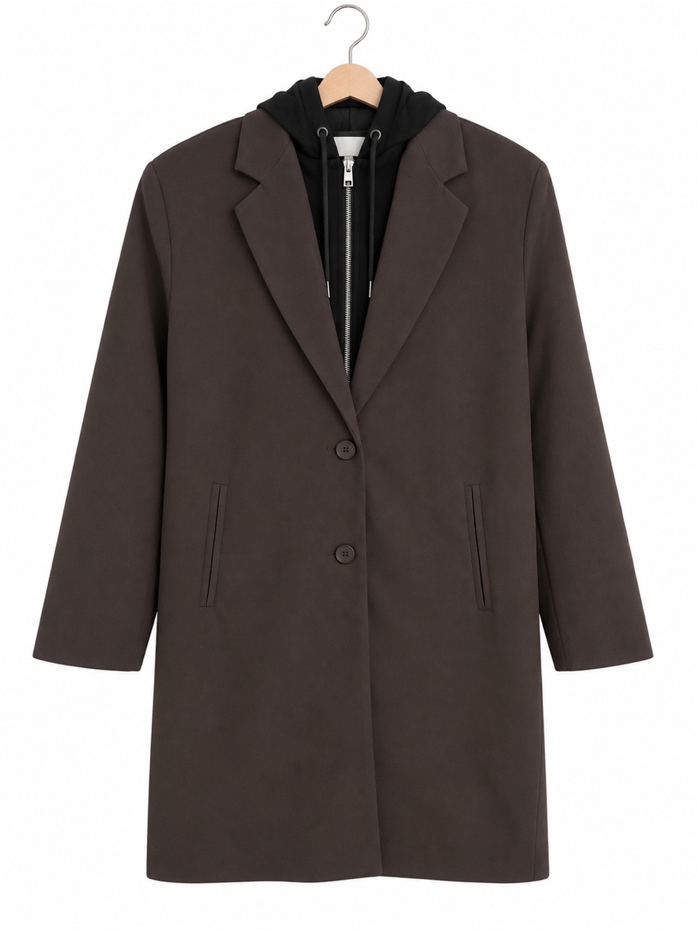 Love For Humanity Refro Coat M NWT Removable Hooded Insert Brown Longline